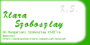 klara szoboszlay business card